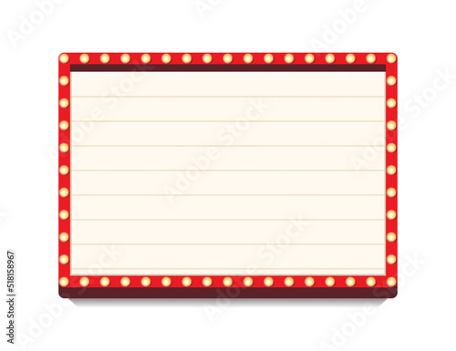 Retro lightbox vector 3d realistic template with lightbulb isolated on transparent background for party poster, banner advertising, promotion and sale billboard, cinema, bar show or restaurant. 10 eps