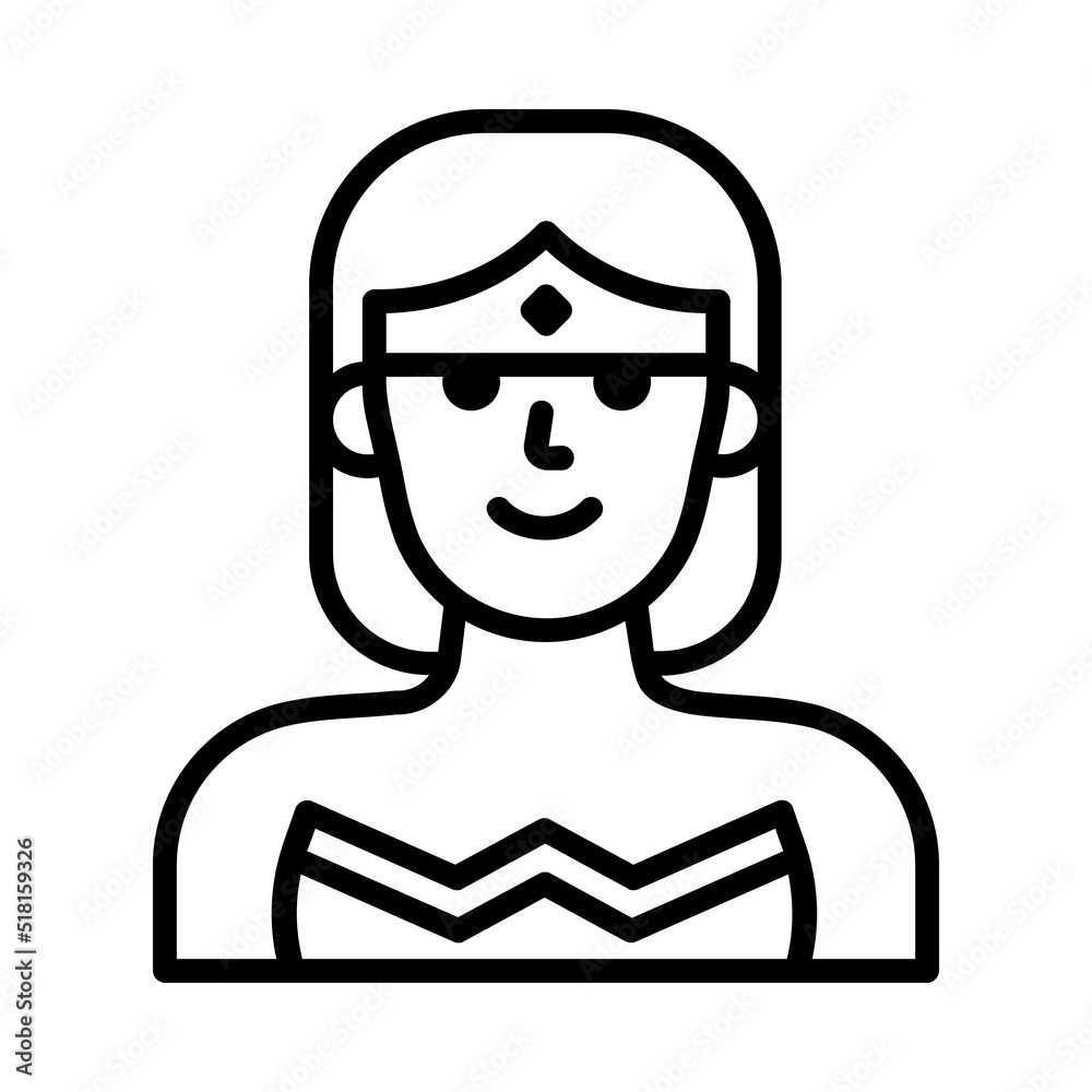 Supergirl Icon. Line Art Style Design Isolated On White Background