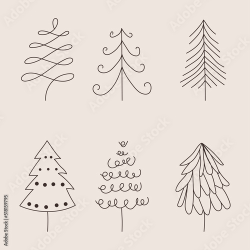 Abstract line art pine tree