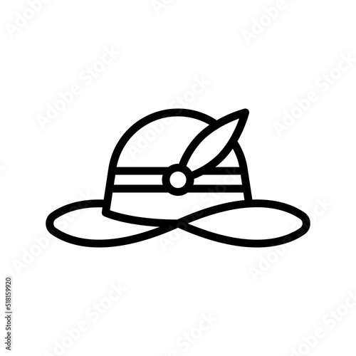 Traditional Hat Icon. Line Art Style Design Isolated On White Background
