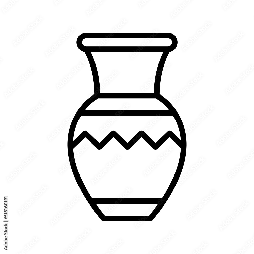 Vase Icon. Line Art Style Design Isolated On White Background