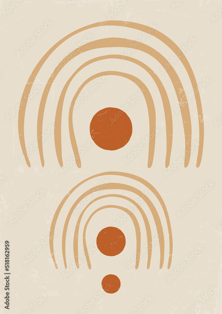 Abstract minimal illustration with arches and circles. Abstract minimal illustration with arches and circles.