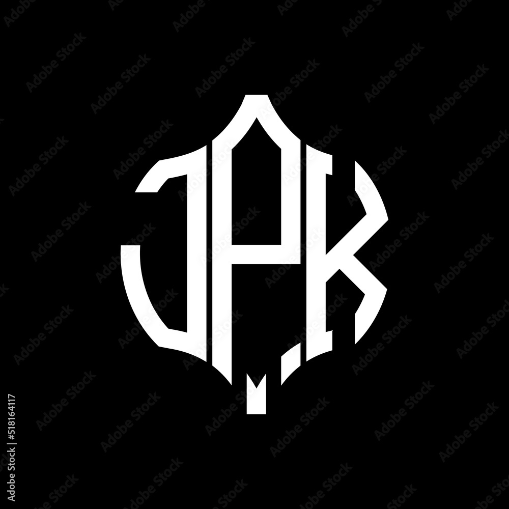 JPK letter logo. JPK best black background vector image. JPK Monogram