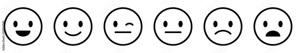 Fototapeta premium Rating satisfaction emotions in line art style. Vector illustration isolated on white background