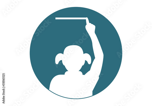 Símbolo o icono de alumna o niña  escribiendo en la pizarra  con tiza o marcador