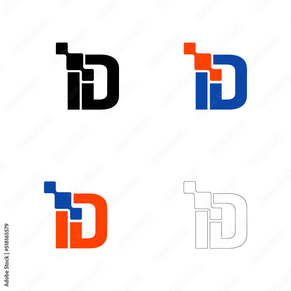Obraz premium ID Digital DI logo vector