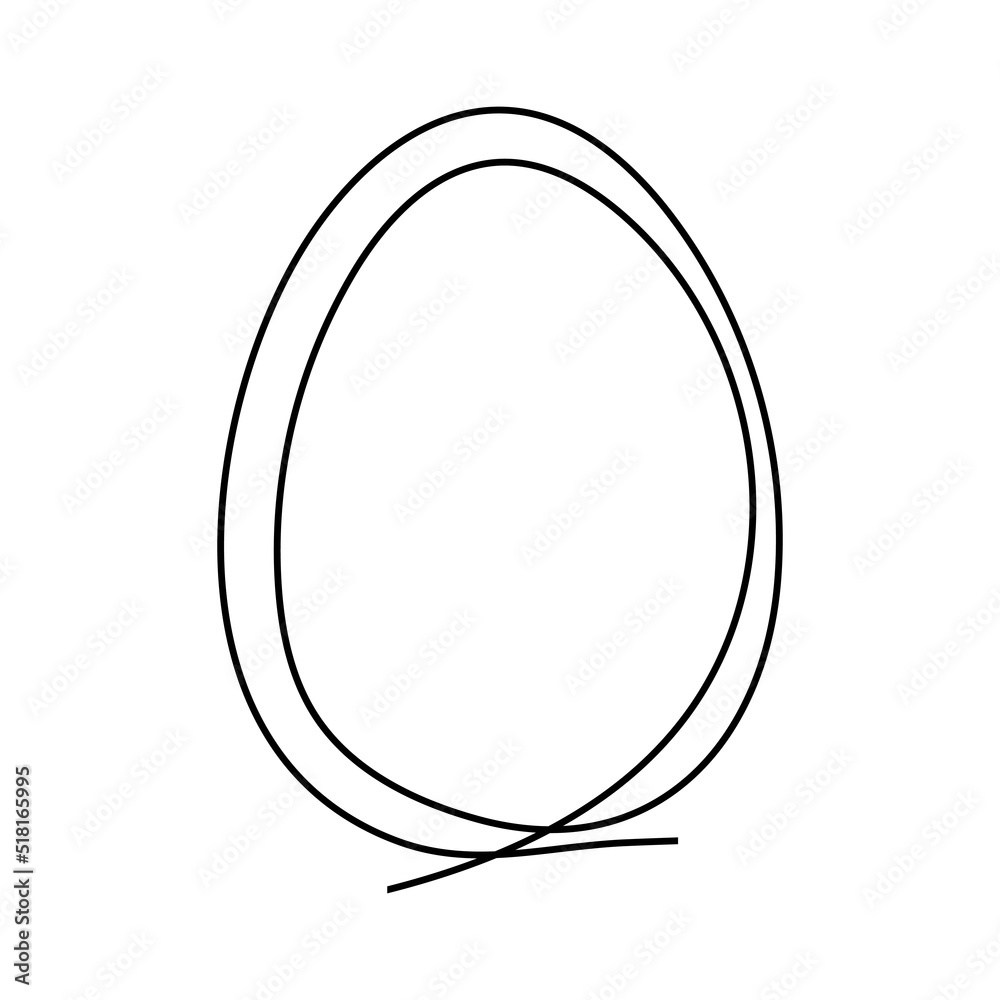 Egg continuous one line drawing. Easter egg doodle linear symbol. Vector illustration isolated on white. Egg continuous one line drawing. Easter egg doodle linear symbol. Vector illustration isolated on white.