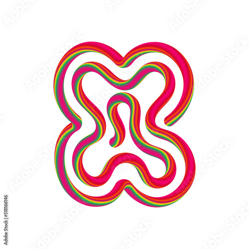 X letter with swirl candy. Vector candy and sugar font for bright logo, your application, sweet identity and more
