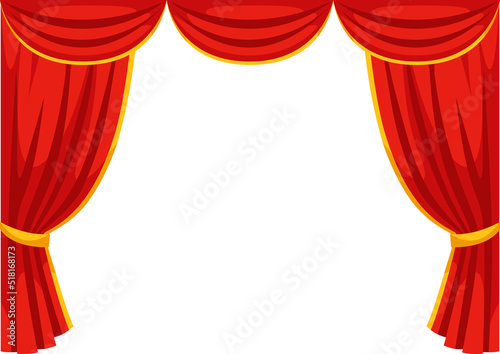 Background with curtains stage. Illustration for theatrical performance.