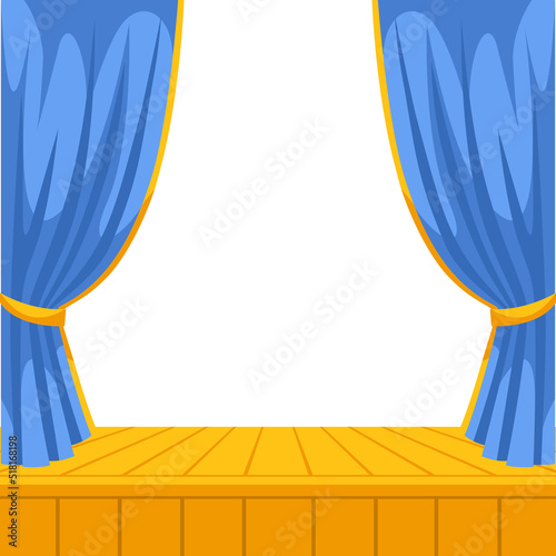 Background with curtains stage. Illustration for theatrical performance.