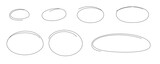 Sketch highlight ovals marker line. Doodle Marker hand drawn highlight scrawl circles . Marker sketch. Highlighting text and important objects. Round scribble frames. vector illustration on white.