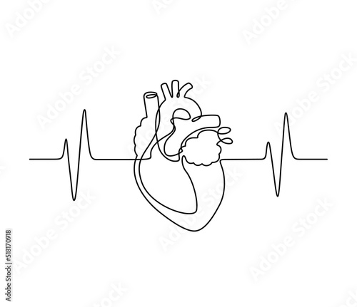 Heart. Abstract love symbol. Continuous line art drawing vector illustration.