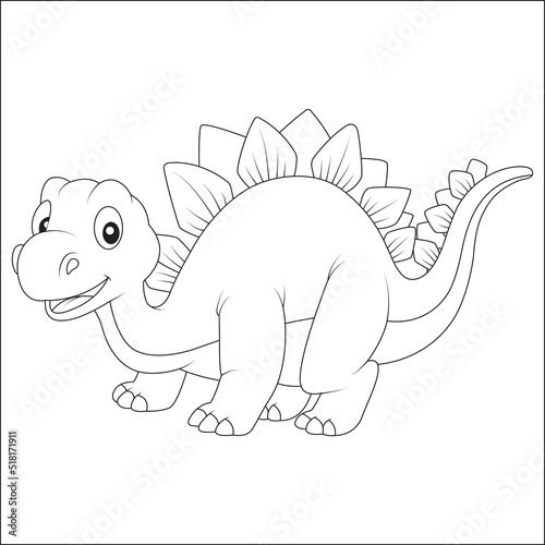 funny dinosaur coloring page for kids
