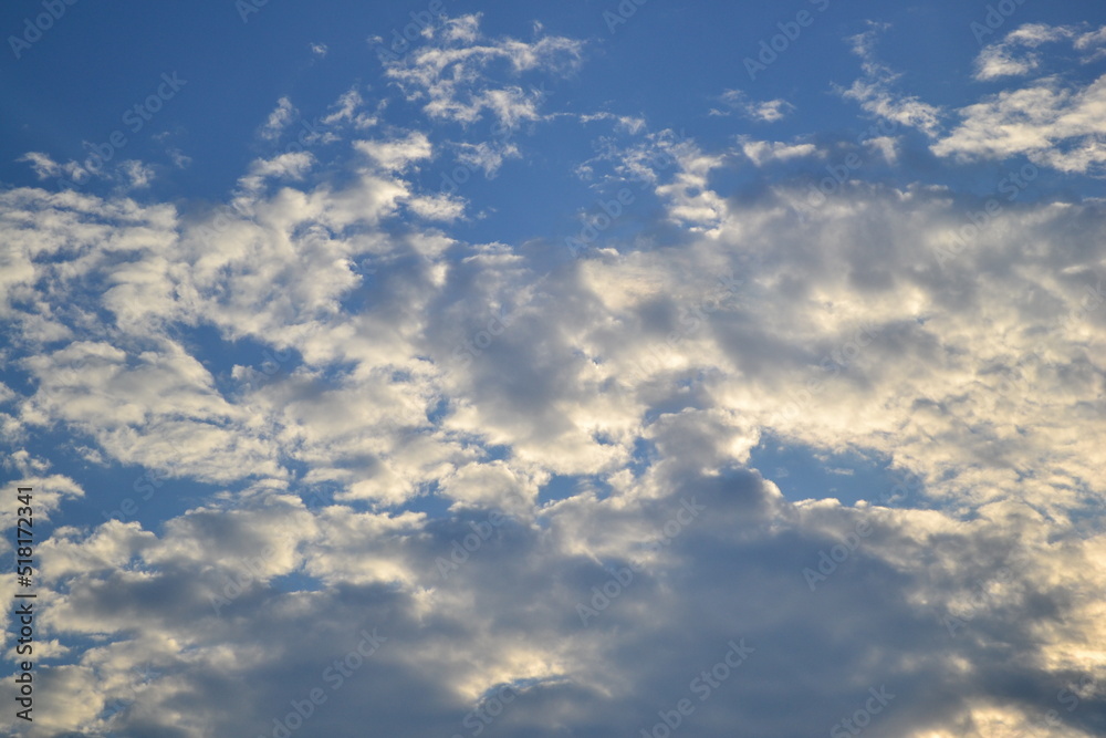 blue sky with beautiful puffy clouds