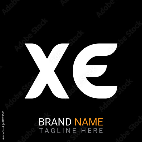 XE Letter Logo design. black background.