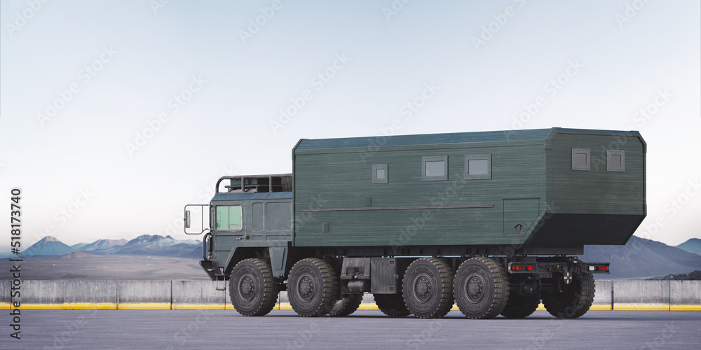 3D rendering of a brand-less generic concept truck