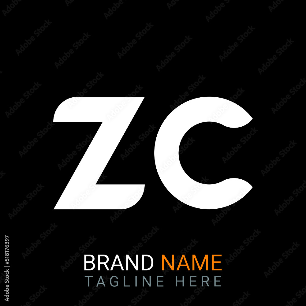 ZC Letter Logo design. black background. ZC Letter Logo design. black background.