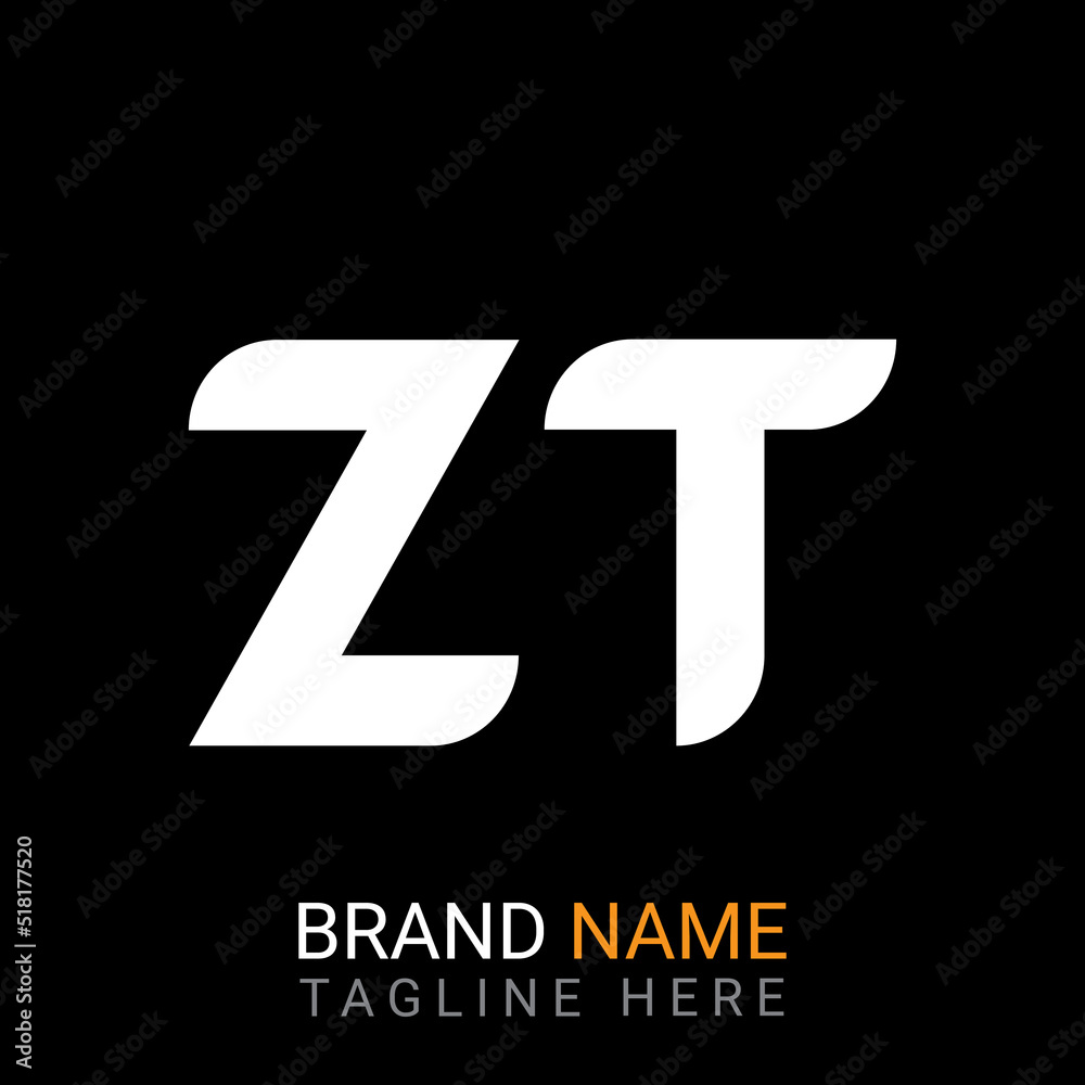 ZT Letter Logo design. black background. ZT Letter Logo design. black background.