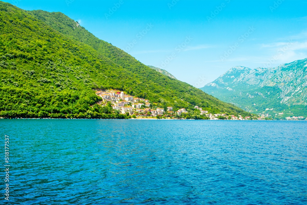 Beautiful summer landscape of the Bay of Kotor coastline - Boka Bay