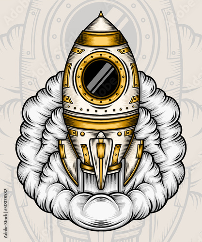 Flying Rocket Vector Illustration