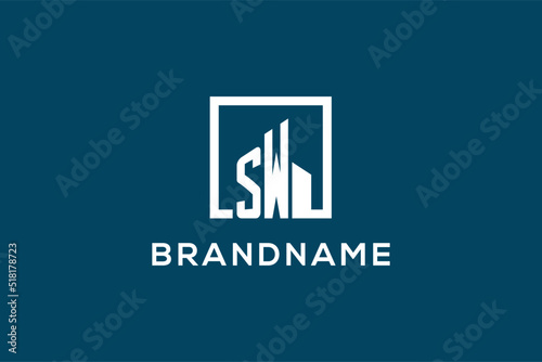 Letter SW with square shape logo style, modern and minimal logo for real estate
