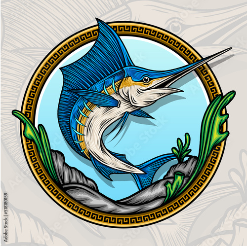 Flying Marlin Fish Illustration