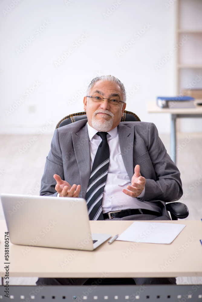 Old male employee working in the office