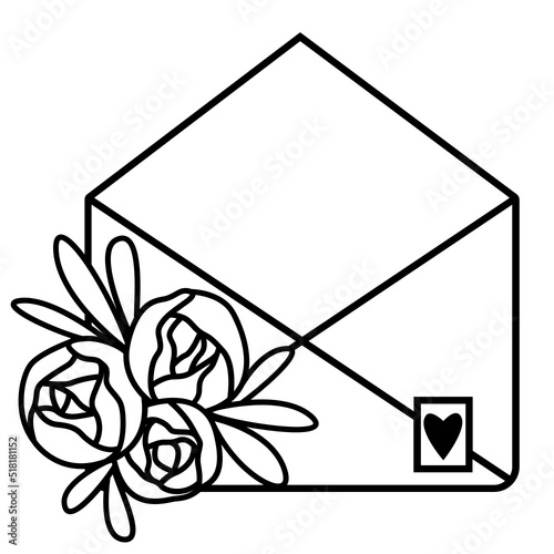 Open envelope with roses svg photo