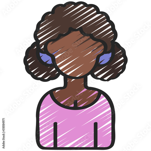 Frizzy Pig Tails Woman Icon
