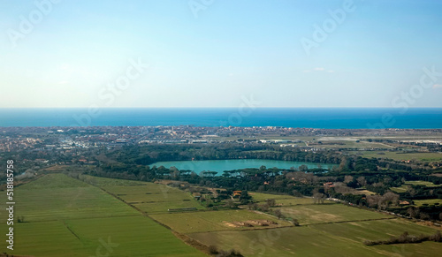 Vista aerea lago traiano e fiumicino 