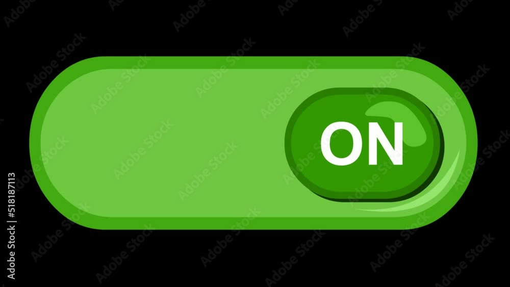 Loop animation of an on and off button, on a transparent background