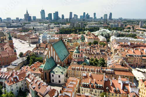 Aerial view of Warsaw's Old Town, which was completely destroyed during the World War II and later restored to its prewar appearance.