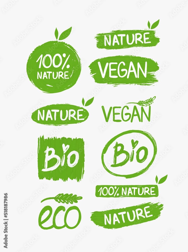 Bio product collection emblems hand-drawn Bio product collection emblems hand-drawn