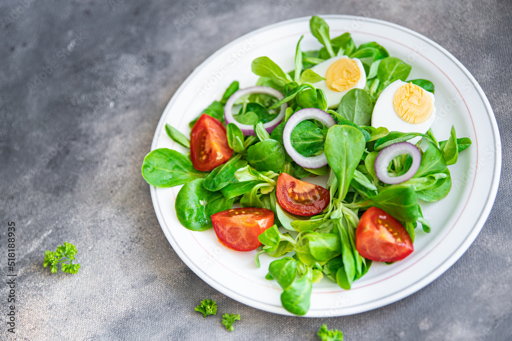 egg salad vegetable, tomato, onion, leaves lettuce green mix petals fresh healthy meal food snack diet on the table copy space food egg salad vegetable, tomato, onion, leaves lettuce green mix petals fresh healthy meal food snack diet on the table copy space food