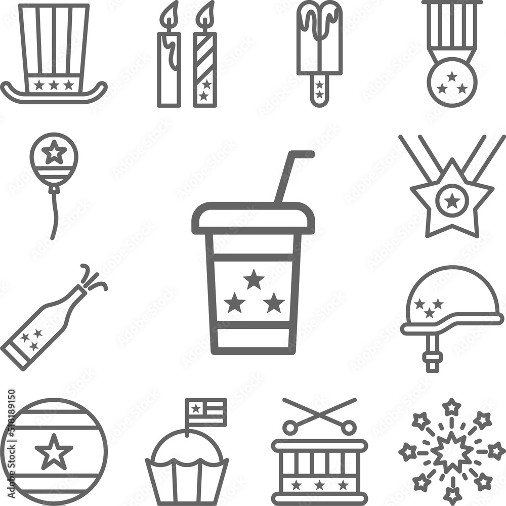 Coffee, USA icon in a collection with other items Coffee, USA icon in a collection with other items