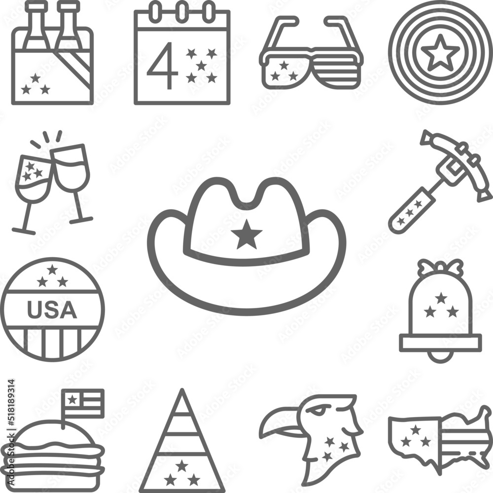 Fototapeta premium Cowboy, USA icon in a collection with other items