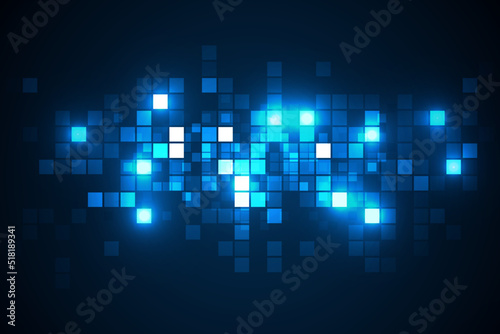 Digital technology background. Digital data square blue pattern pixel background