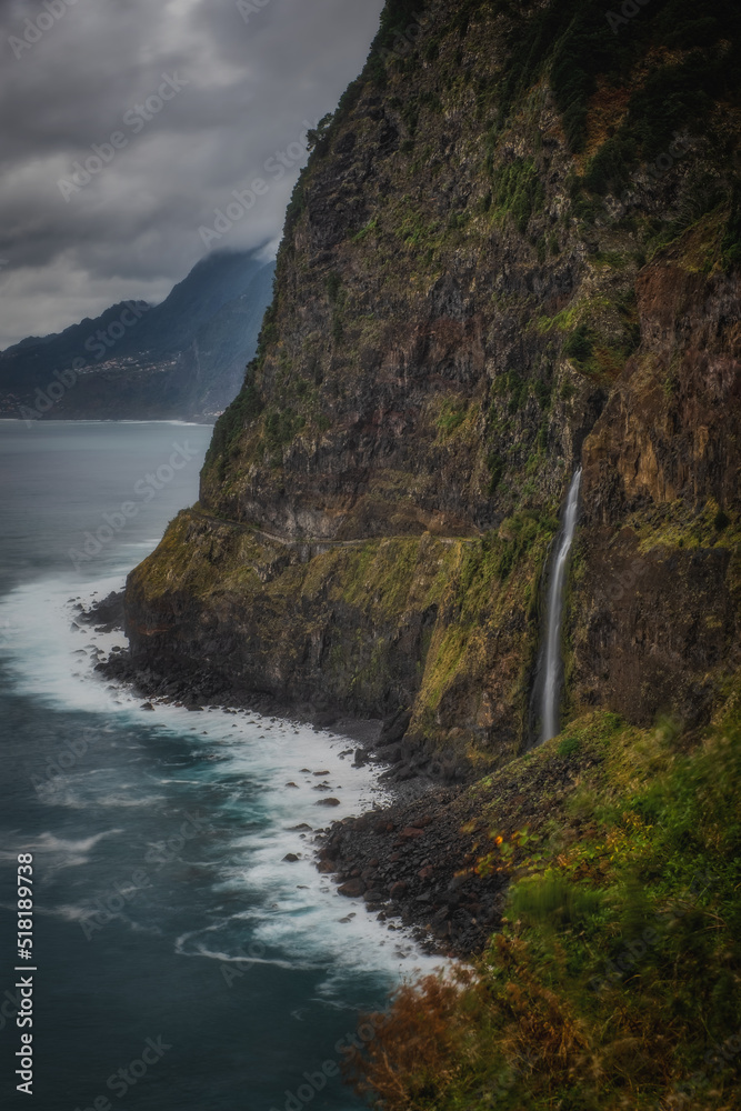 Φωτογραφία Ponta do Poiso waterfall on the north coast of the Madeira, Portugal, Seixal