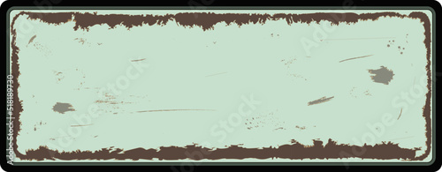 Vintage blank metal sign board with for text or graphics. Rusty effect tin plate