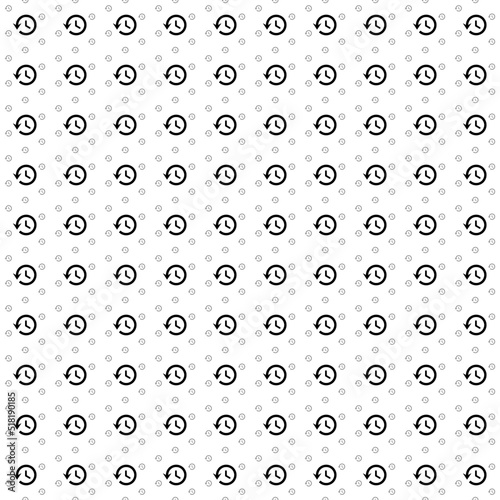 Square seamless background pattern from geometric shapes are different sizes and opacity. The pattern is evenly filled with big black time back symbols. Vector illustration on white background