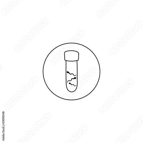 Sperm bottle. Semen tube. Medical test for men. Biological material for artificial insemination. Vector illustration
