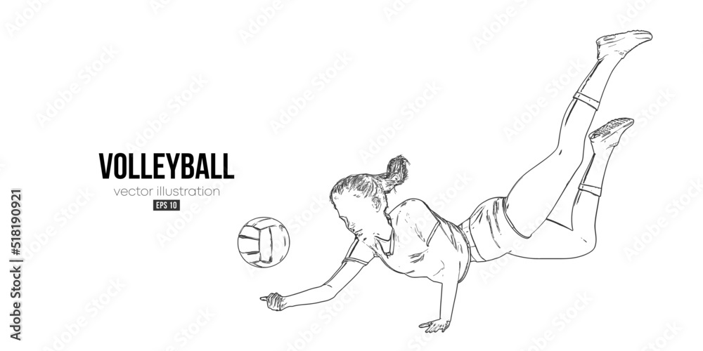 Abstract silhouette of a volleyball player on white background. Volleyball player woman hits the ball. Vector illustration Abstract silhouette of a volleyball player on white background. Volleyball player woman hits the ball. Vector illustration