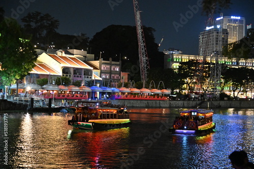Clarke Quay, Singapore - July 16, 2022: The Famous and Beautiful Clarke Quay beside The Singapore River photo