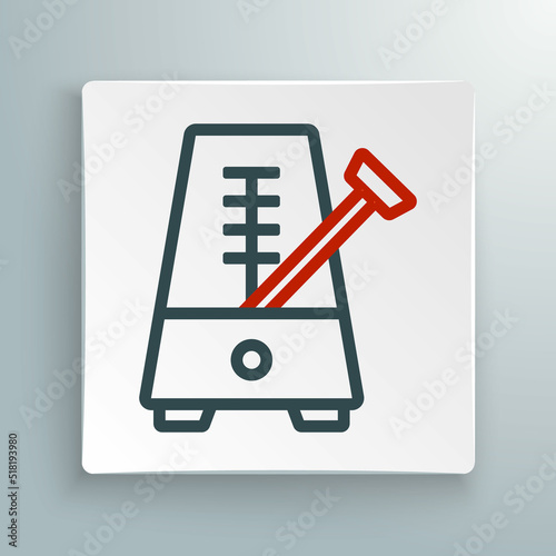 Line Classic Metronome with pendulum in motion icon isolated on white background. Equipment of music and beat mechanism. Colorful outline concept. Vector