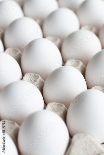 White eggs on a white background. Easter photo concept. Close up. View from above.
