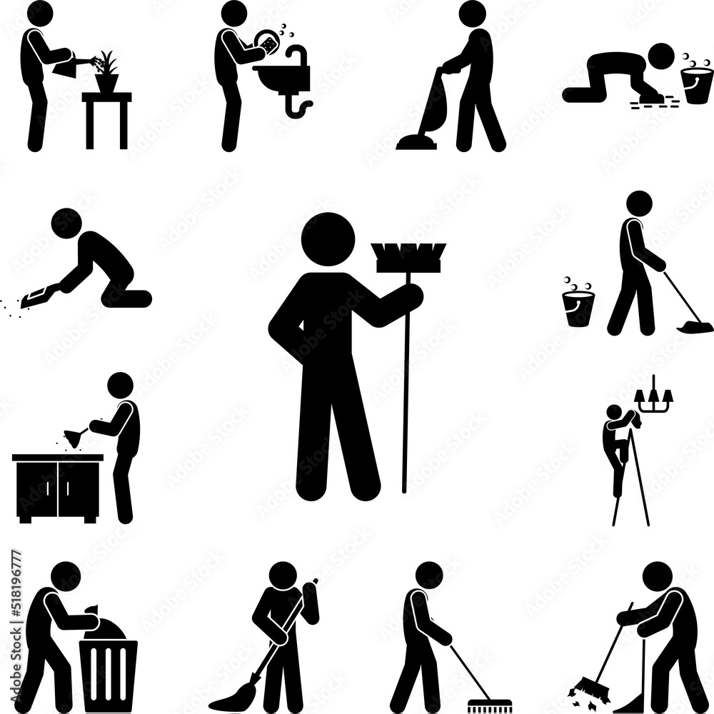 Obraz premium man cleaning icon in a collection with other items
