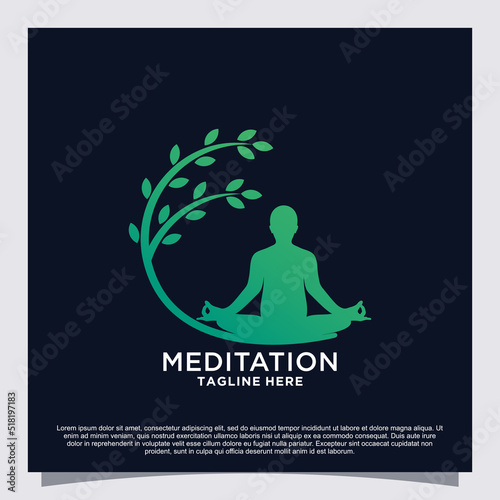 Meditation yoga logo design concept Premium Vector