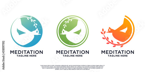 Meditation life logo design Premium Vector