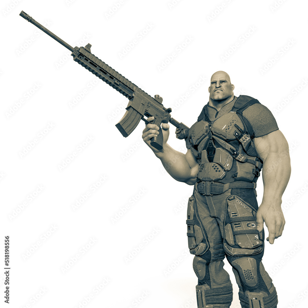 super soldier is holding a rifle and is ready for war super soldier is holding a rifle and is ready for war