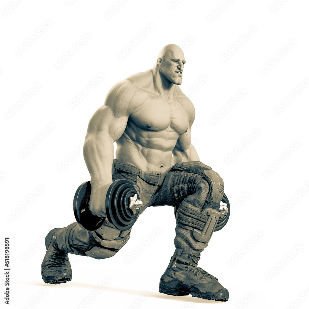 super soldier is walking and working out with weight super soldier is walking and working out with weight